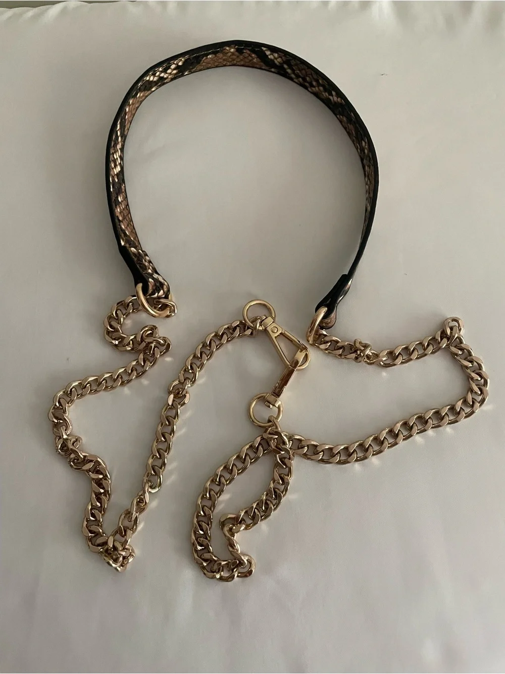 Brown Snake-Print Top Handle Bag
